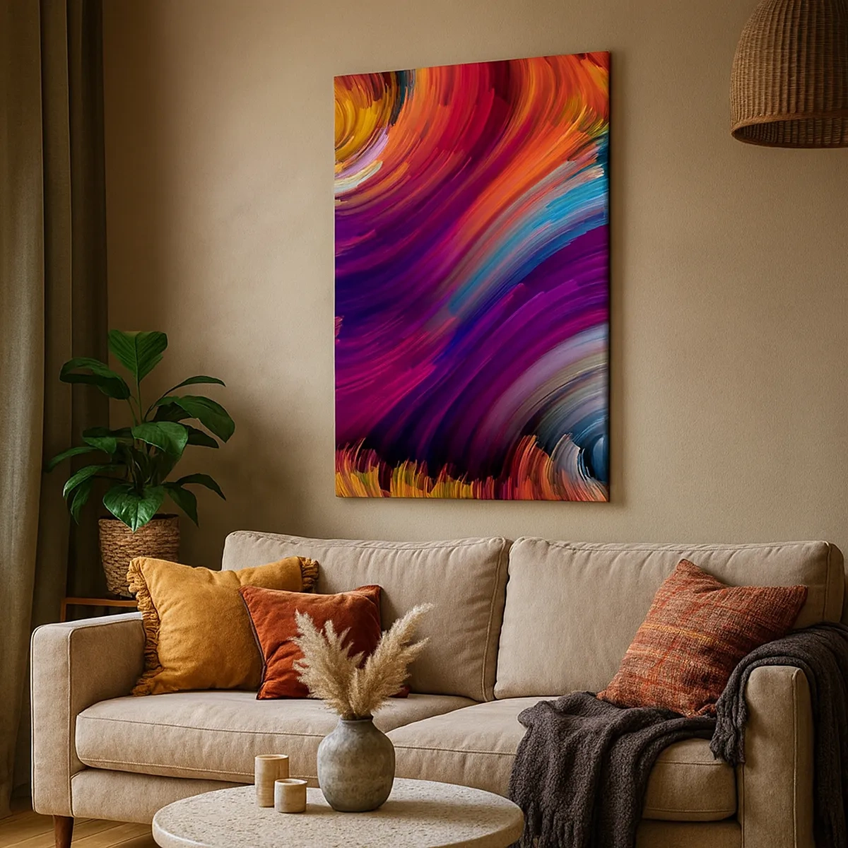 Impression sur toile - Image sur toile - Tourbillons abstraits aux couleurs vibrantes - 50x70cm - Le début d'un nouveau monde - Décoration murale moderne pour le salon et la chambre ARTTOR