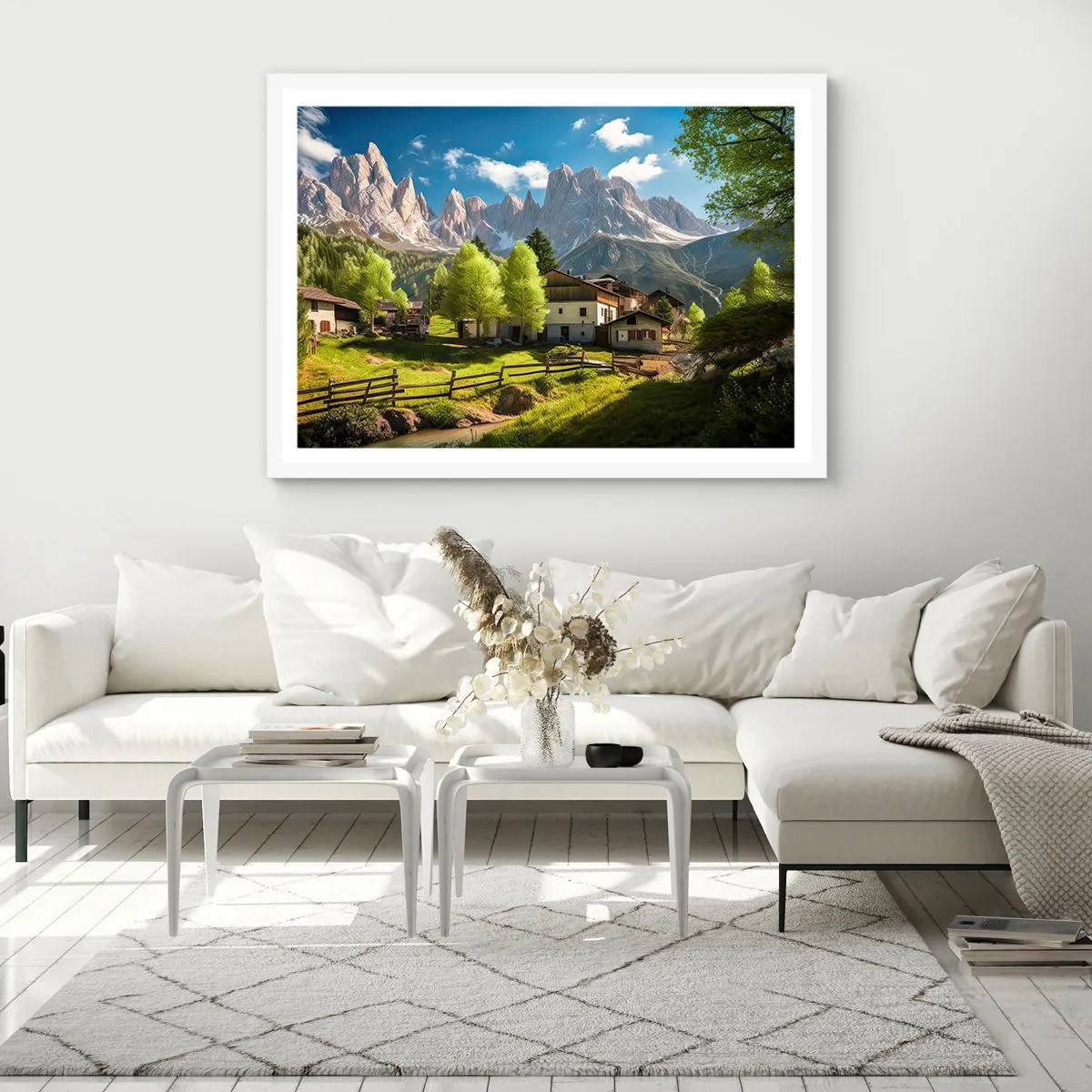 Affiche dans un cadre blanc - Poster - Idylle alpine - 40x30 cm