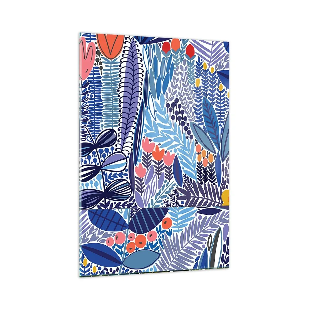Impression sur verre - Image sur verre - Un motif végétal coloré dans un style graphique moderne - 80x120cm - Jardin hawaïen - Décoration murale moderne pour le salon et la chambre ARTTOR