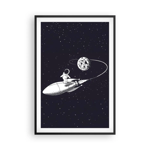 Affiche dans un cadre noir - Poster - Surfeur de l'espace - 61x91 cm
