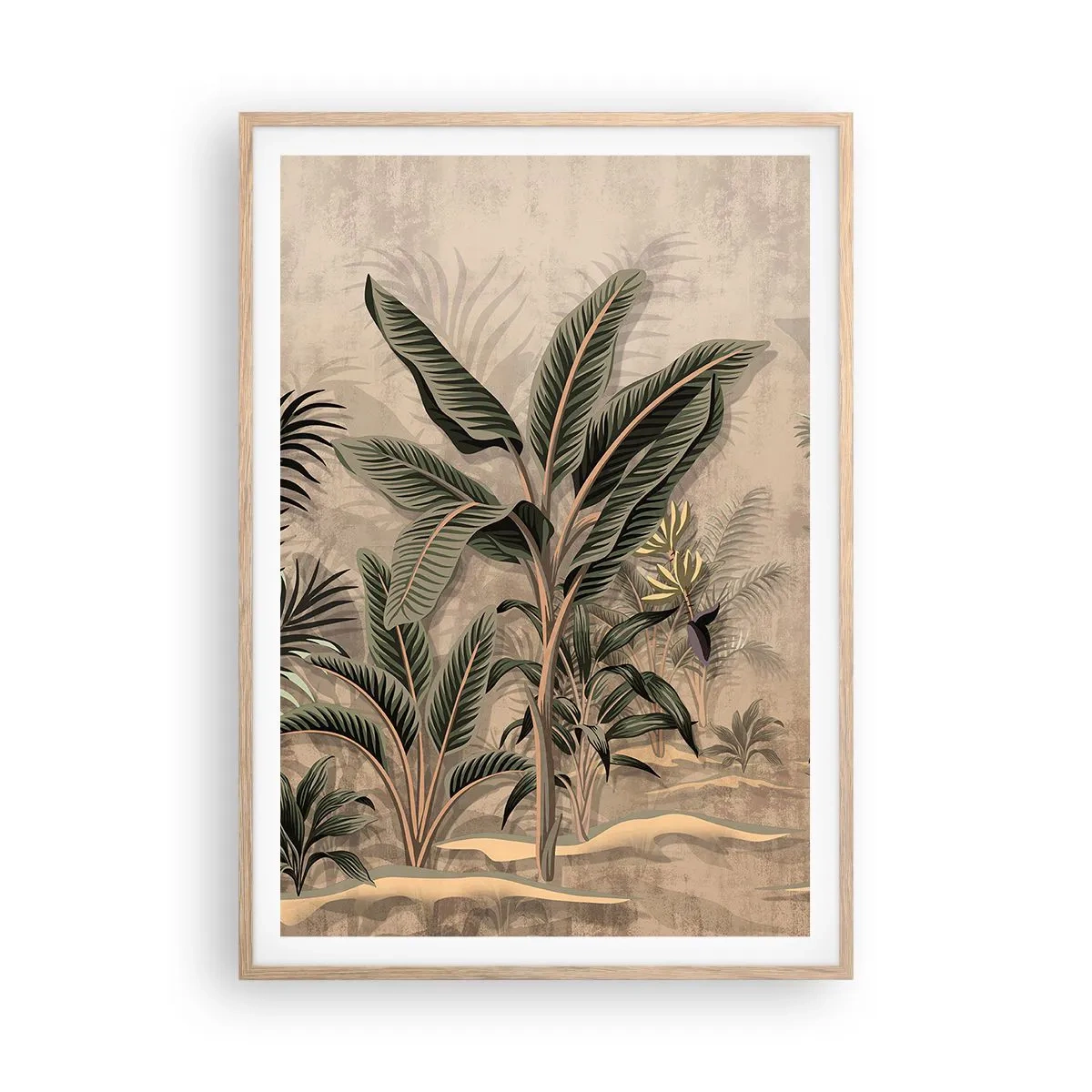 Affiche dans un chêne clair - Poster - Une gravure de style colonial - 70x100 cm