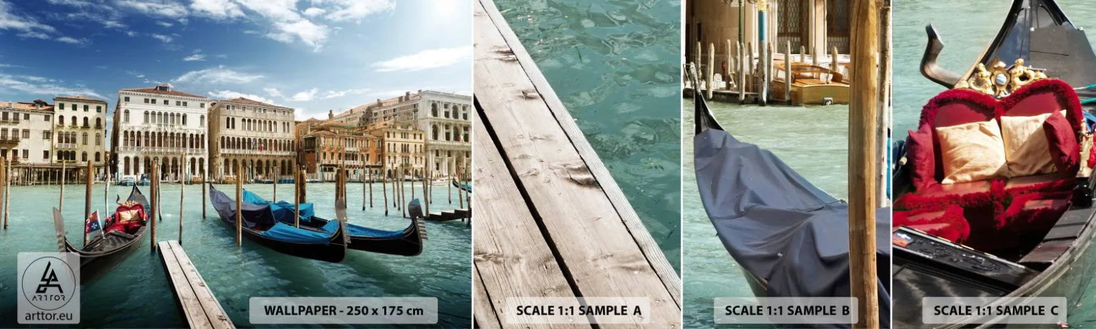 Échantillon De Papier Peint Standard Eco - Palace bleu ciel - Ville, Venise, Architecture - 100x30 cm