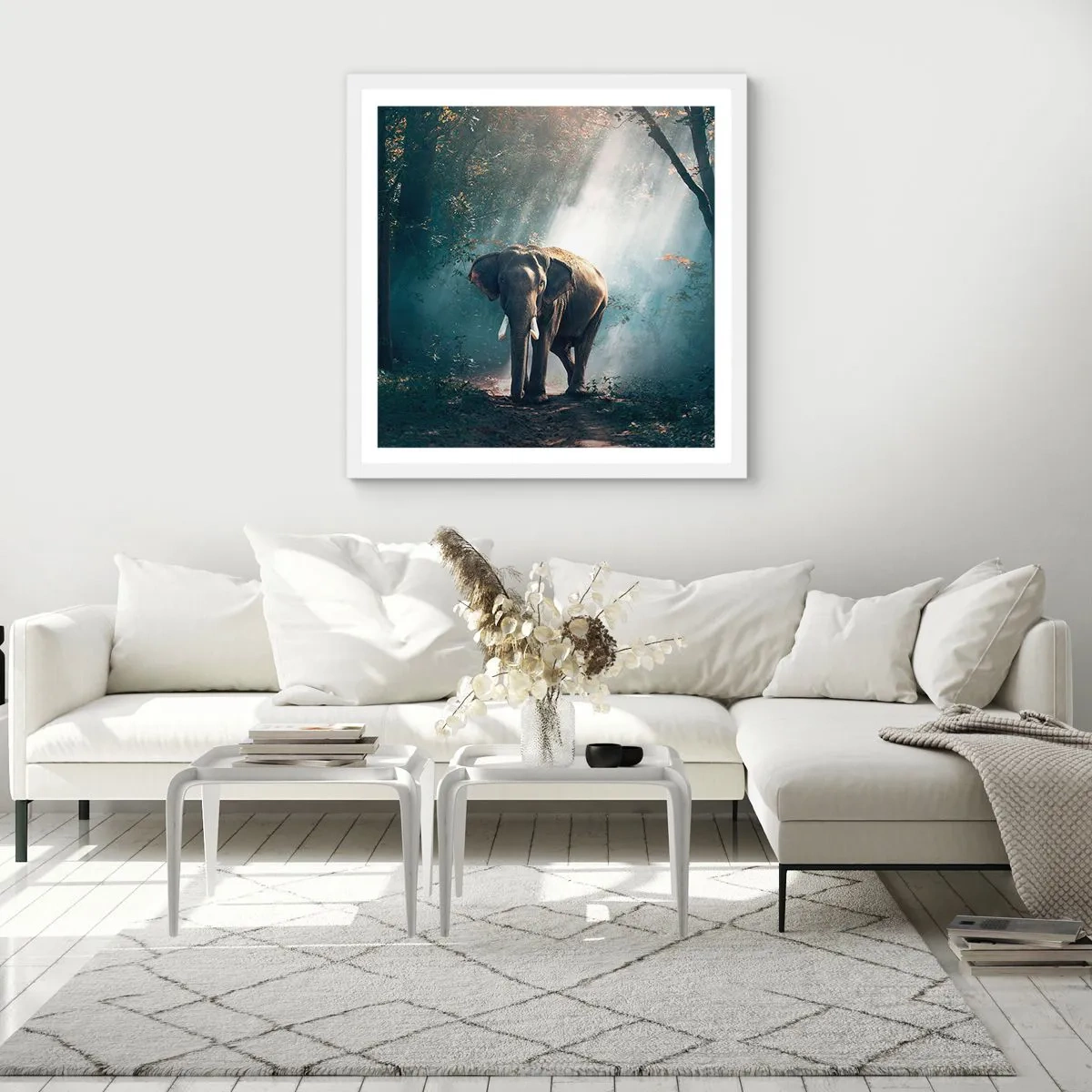 Affiche dans un cadre blanc - Poster - Une balade tranquille - 40x40 cm