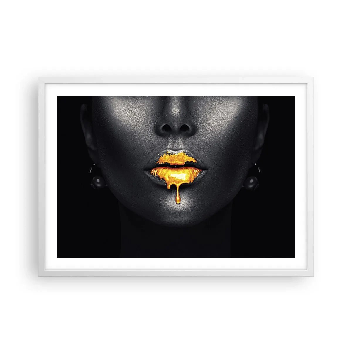 Affiche dans un cadre blanc - Poster - Bouche d'or - 70x50 cm