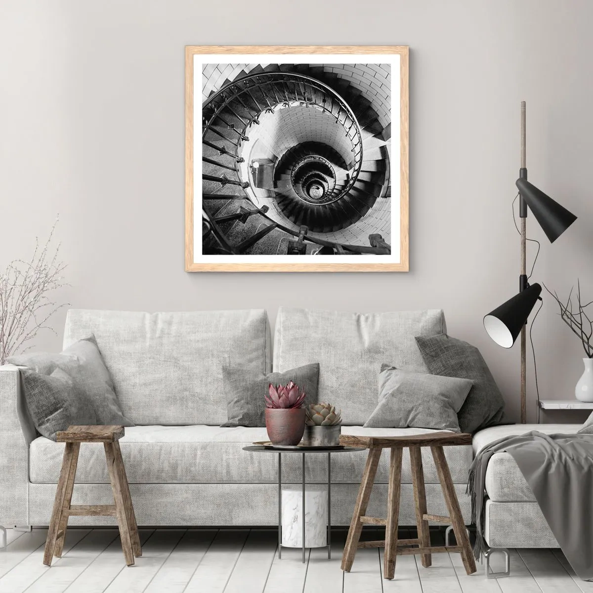 Affiche dans un chêne clair - Poster - De plus en plus haut - 50x50 cm