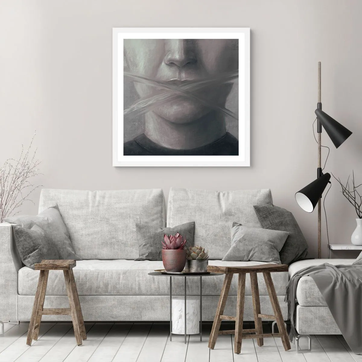 Affiche dans un cadre blanc - Poster - Sans mot - 60x60 cm