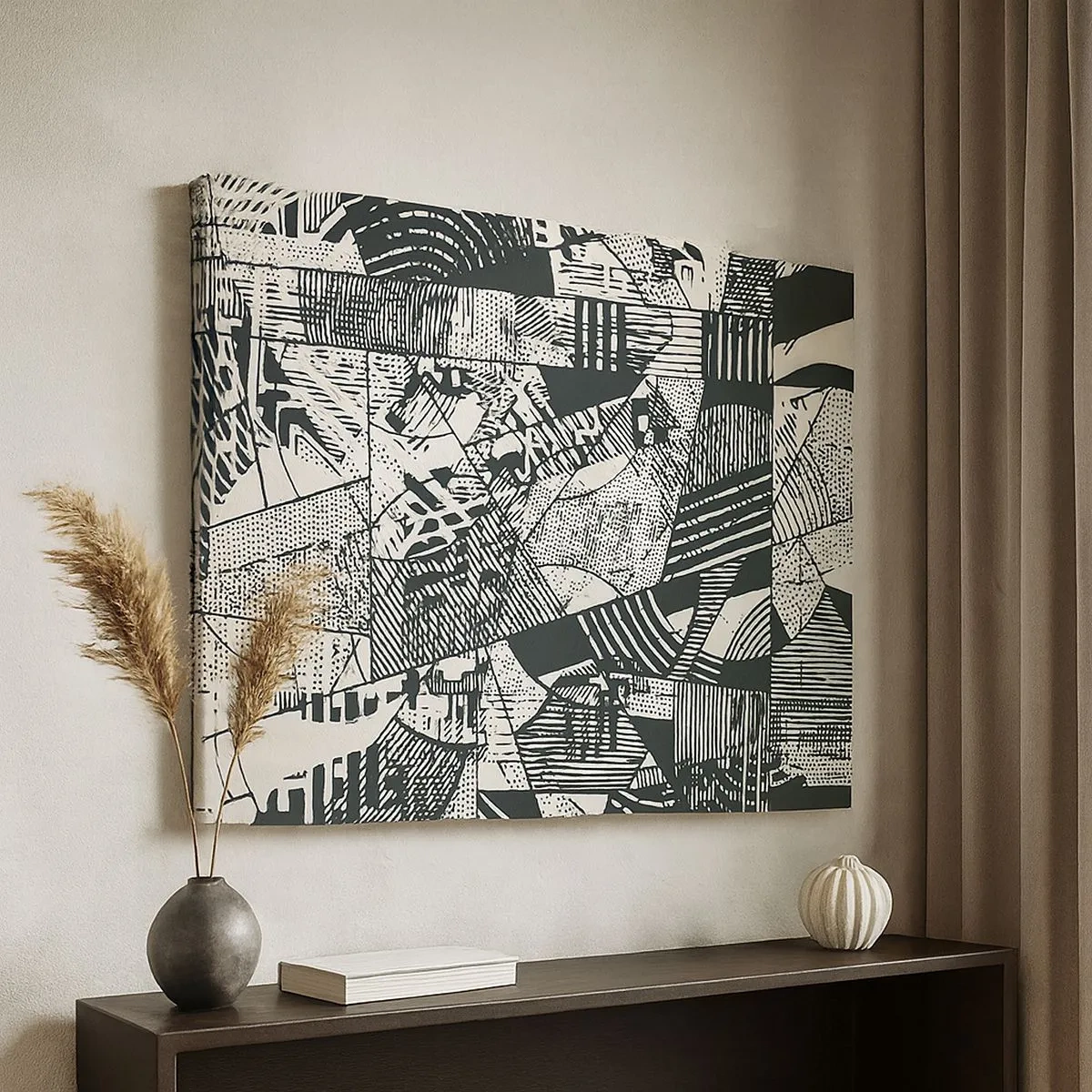 Impression sur toile - Image sur toile - Motifs géométriques abstraits dans des tons de vert sur fond clair - 70x50cm - Dynamique du modernisme - Décoration murale moderne pour le salon et la chambre ARTTOR