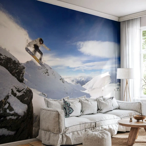 Papier Peint Photo Premium Sand - Liberté sans limite - Planche a neige, Paysage, Montagnes - 450x315 cm