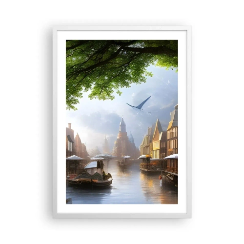 Affiche dans un cadre blanc - Poster - Paysage urbain néerlandais - 50x70 cm