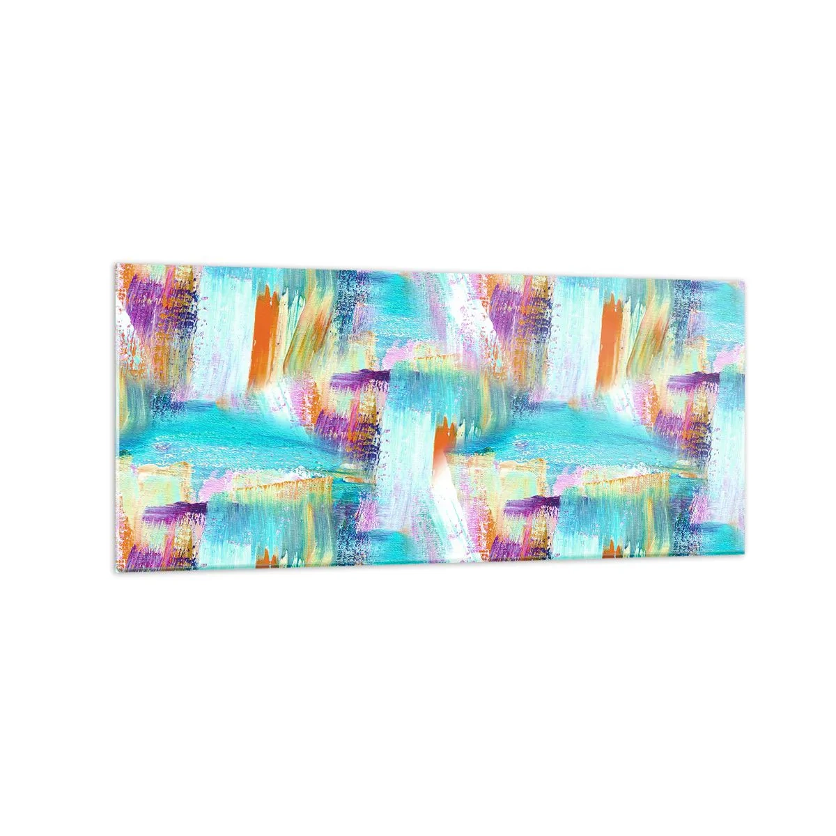 Impression sur verre - Image sur verre - Abstraction colorée avec des coups de pinceau dynamiques - 120x50cm - Labyrinthe reluisant - Décoration murale moderne pour le salon et la chambre ARTTOR