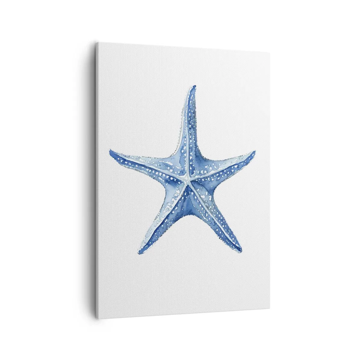 Impression sur toile - Image sur toile - Étoile de mer bleue sur fond blanc dans un style minimaliste - 50x70cm - Étoile de mer - Décoration murale moderne pour le salon et la chambre ARTTOR