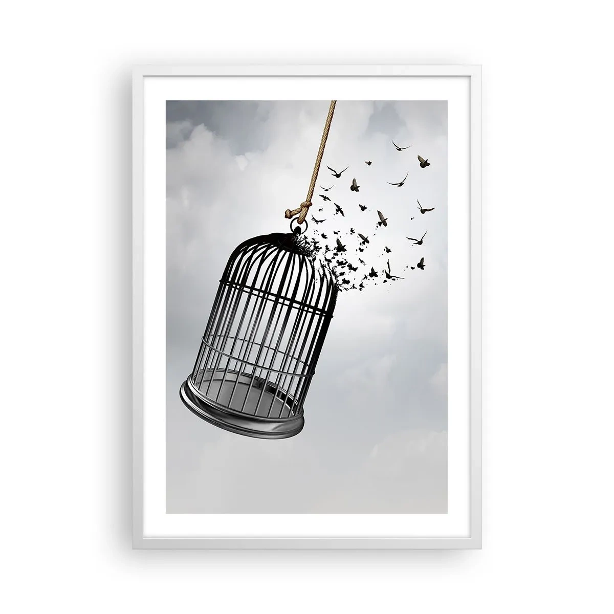 Affiche dans un cadre blanc - Poster - Foie...Espoir...Liberté! - 50x70 cm