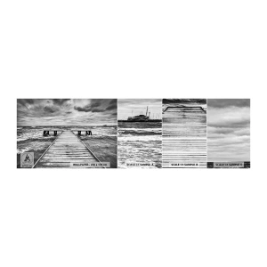 Échantillon De Papier Peint Standard Eco - J'attends que le vent, ça le chassera... - Paysage, Pont de bois, Mer - 100x30 cm
