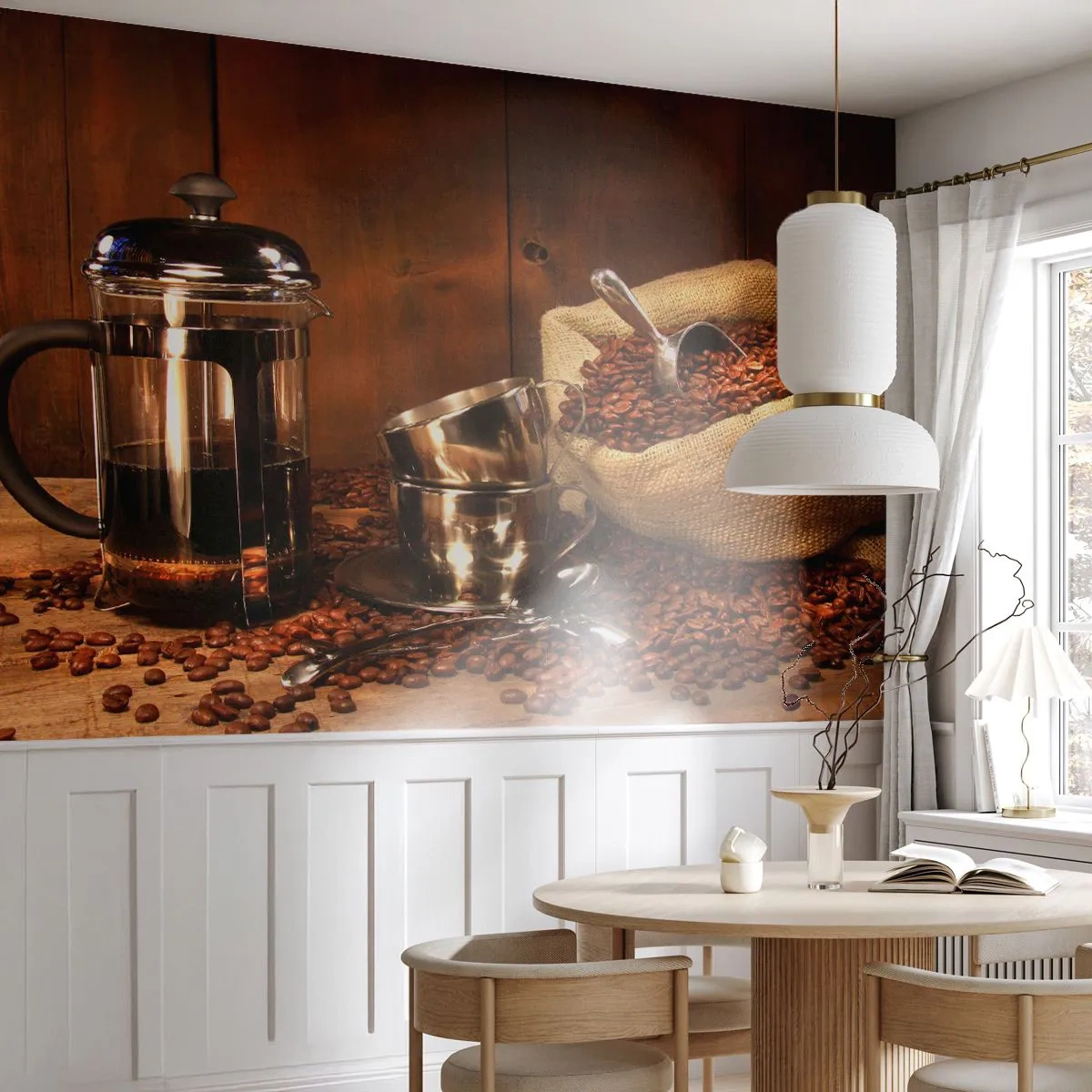 Papier Peint Autocollant Deluxe Sticker - Le charme du café - arôme et goût - La gastronomie, Café, Cafetière - 200x140 cm