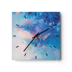 Horloge murale - Pendule murale - Composition abstraite dans les tons de bleu et de rose - 30x30cm - Abstraction hivernale - Décoration murale moderne pour le salon et la chambre ARTTOR