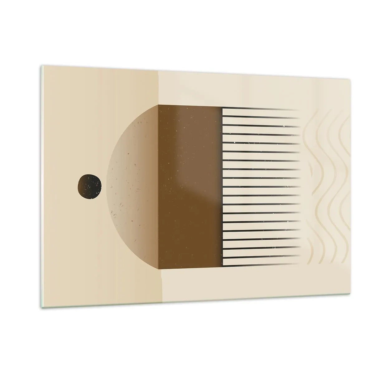 Impression sur verre - Image sur verre - Abstraction beige et marron avec des formes et des lignes géométriques - 120x80cm - Différents états - Décoration murale moderne pour le salon et la chambre ARTTOR