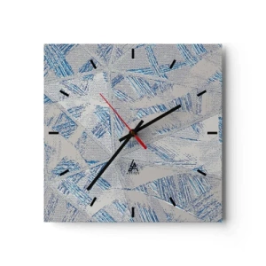 Horloge murale - Pendule murale - Motifs géométriques dans les tons de bleu et de gris - 30x30cm - Dans un labyrinthe bleu-gris - Décoration murale moderne pour le salon et la chambre ARTTOR