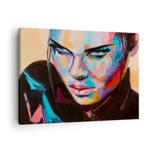 Impression sur toile - Image sur toile - Portrait d'une femme aux couleurs abstraites vives - 70x50cm - Le coeur sauvageon - Décoration murale moderne pour le salon et la chambre ARTTOR