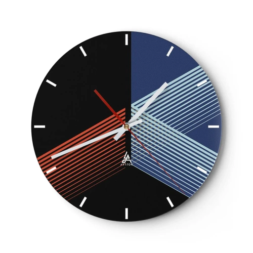 Horloge murale - Pendule murale - Abstraction géométrique avec des lignes de couleurs contrastées - 30x30cm - Histoire simple - Décoration murale moderne pour le salon, la cuisine et la chambre ARTTOR