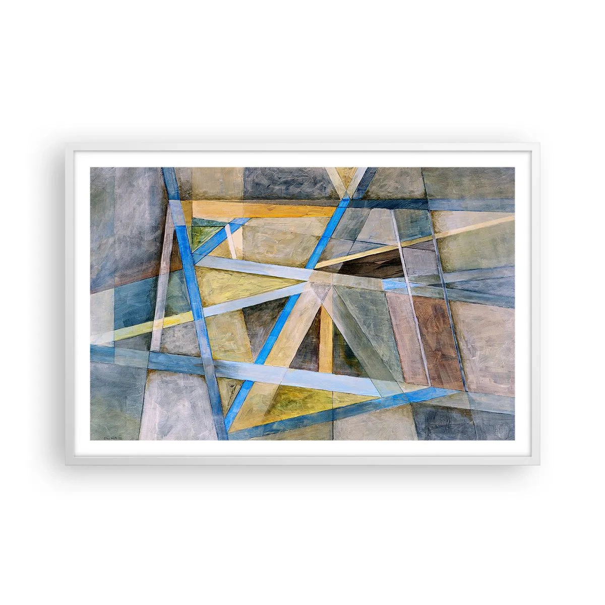 Affiche dans un cadre blanc - Poster - Tout droit ou en diagonale ? - 91x61 cm