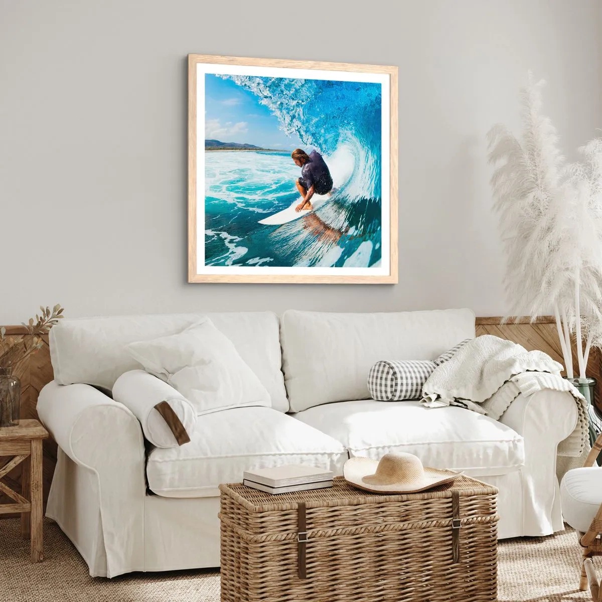 Affiche dans un chêne clair - Poster - Danse avec les vagues - 60x60 cm