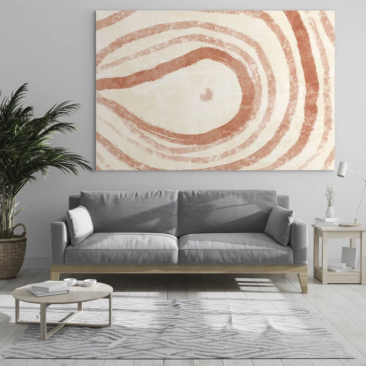 Impression sur verre - Image sur verre - Lignes de corail abstraites en forme de cercles concentriques - 70x50cm - Cercles de corail – composition - Décoration murale moderne pour le salon et la chambre ARTTOR