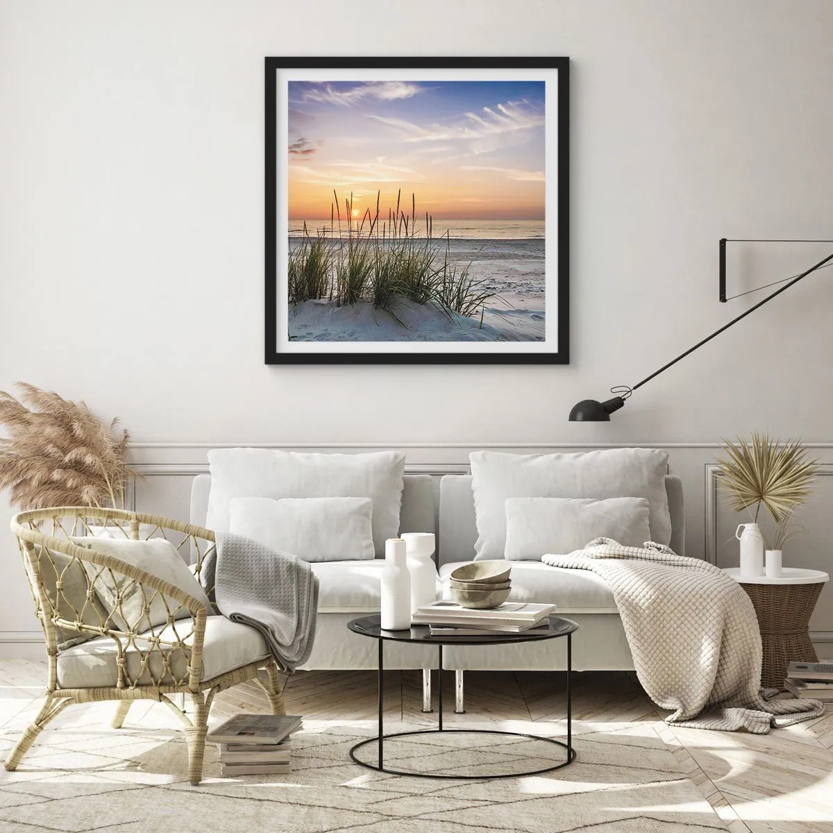 Affiche dans un cadre noir - Poster - Regarde, pense, ressent - 60x60 cm