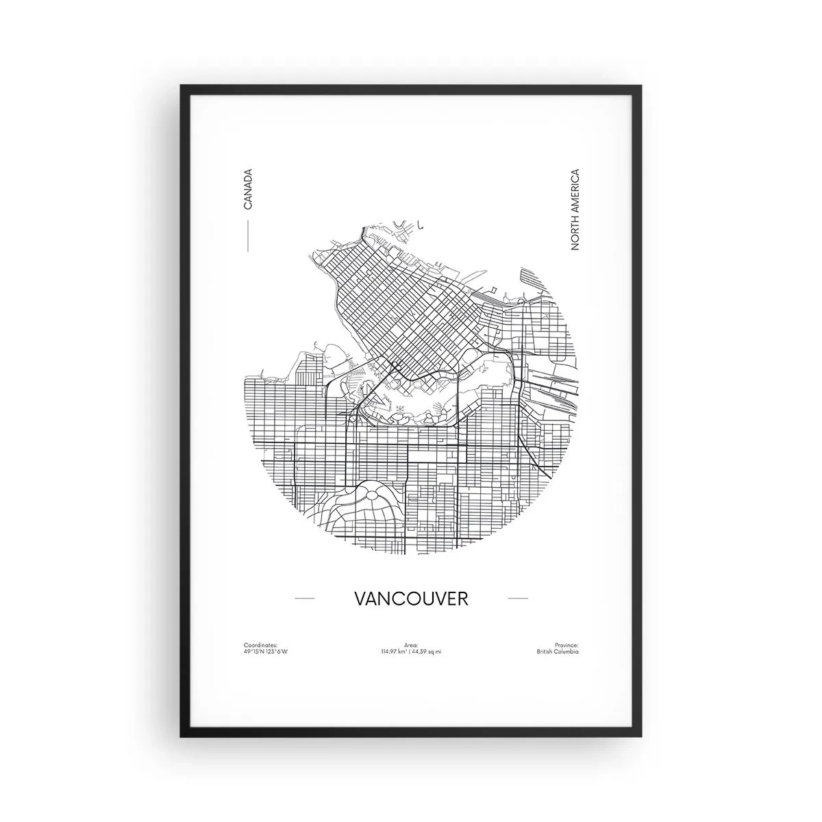 Affiche dans un cadre noir - Poster - Anatomie de Vancouver - 70x100 cm