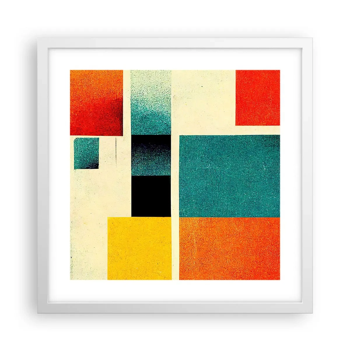 Affiche dans un cadre blanc - Poster - Abstraction géométrique – bonne énergie - 40x40 cm