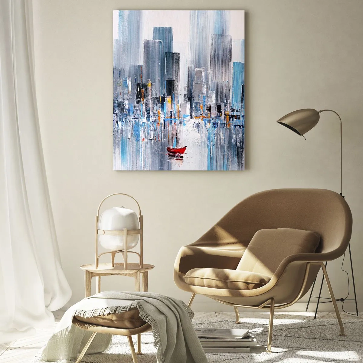 Impression sur verre - Image sur verre - Une métropole au bord de la baie - 70x100 cm