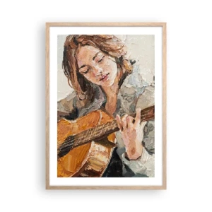 Affiche dans un chêne clair - Poster - Concerto pour guitare et coeur de fille - 50x70 cm