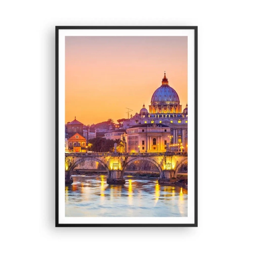 Affiche dans un cadre noir - Poster - Coucher de soleil sur la ville éternelle - 70x100 cm