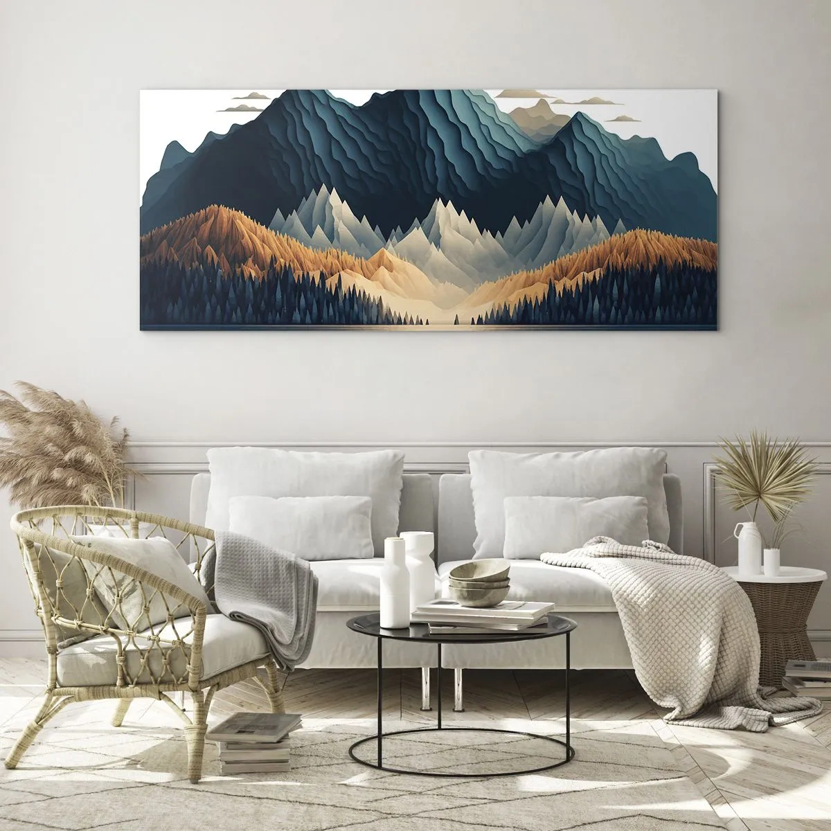 Impression sur verre - Image sur verre - Paysage de montagne parfait - 100x40 cm