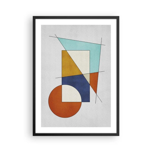 Affiche dans un cadre noir - Poster - Abstraction géométrique avec des figures et des lignes colorées - 50x70cm - Abstraction : plaisir moderniste - Décoration murale moderne pour le salon et la chambre ARTTOR