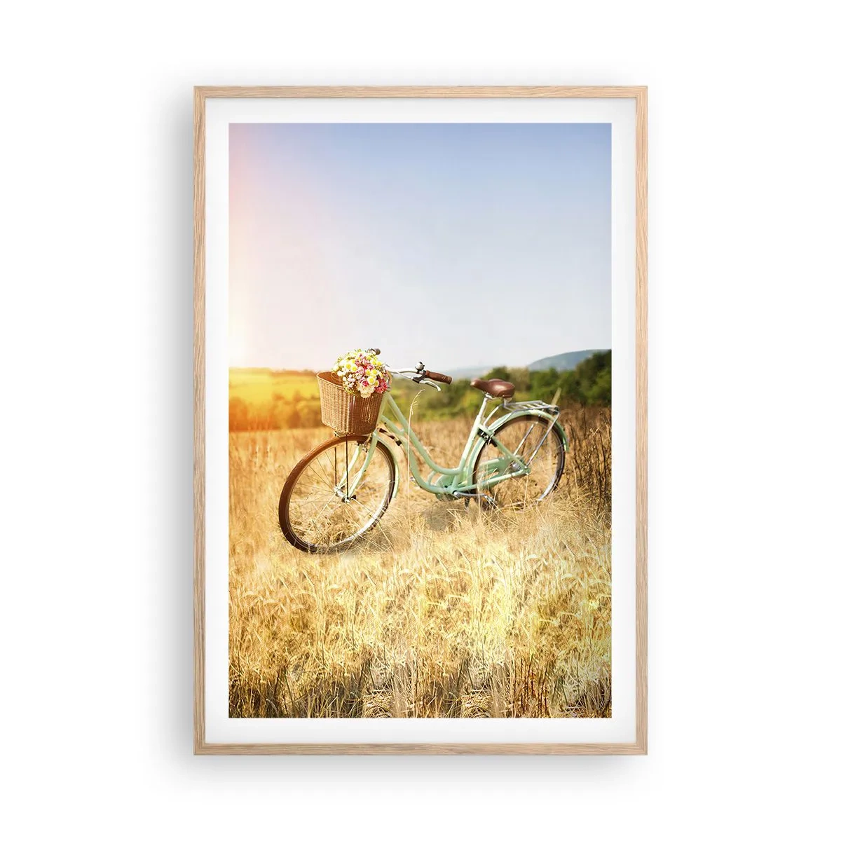 Affiche dans un chêne clair - Poster - Je vais rester un petit moment - 61x91 cm