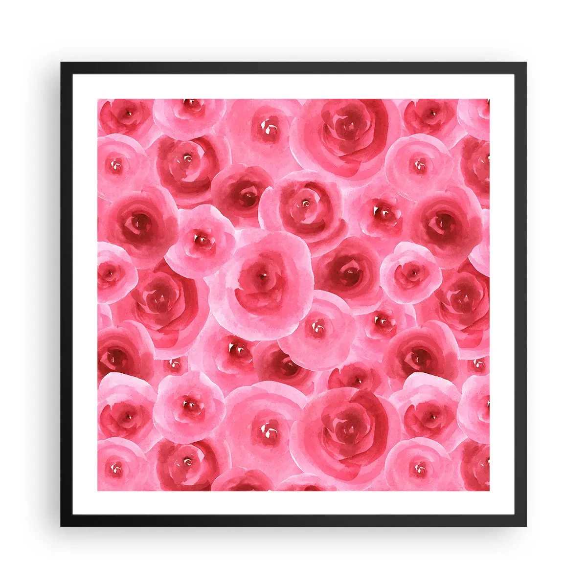 Affiche dans un cadre noir - Poster - Roses en-haut et en-bas - 60x60 cm