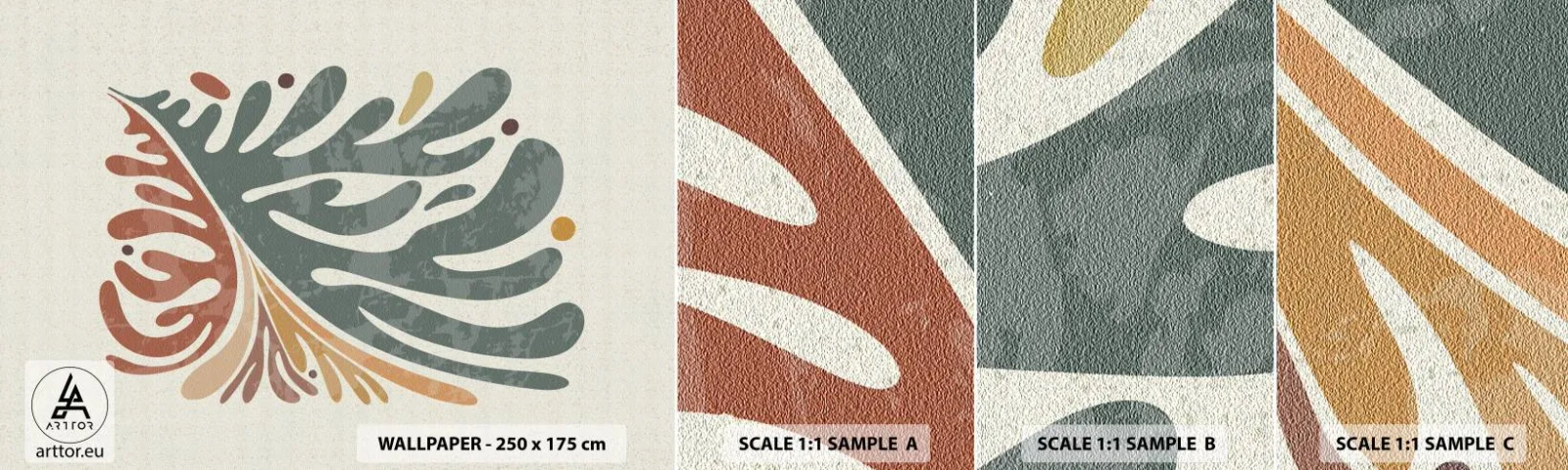 Échantillon de Papier Peint Autocollant Deluxe Sticker - Feuille multicolore - Bohème, Minimalisme, Morceau - 100x30 cm