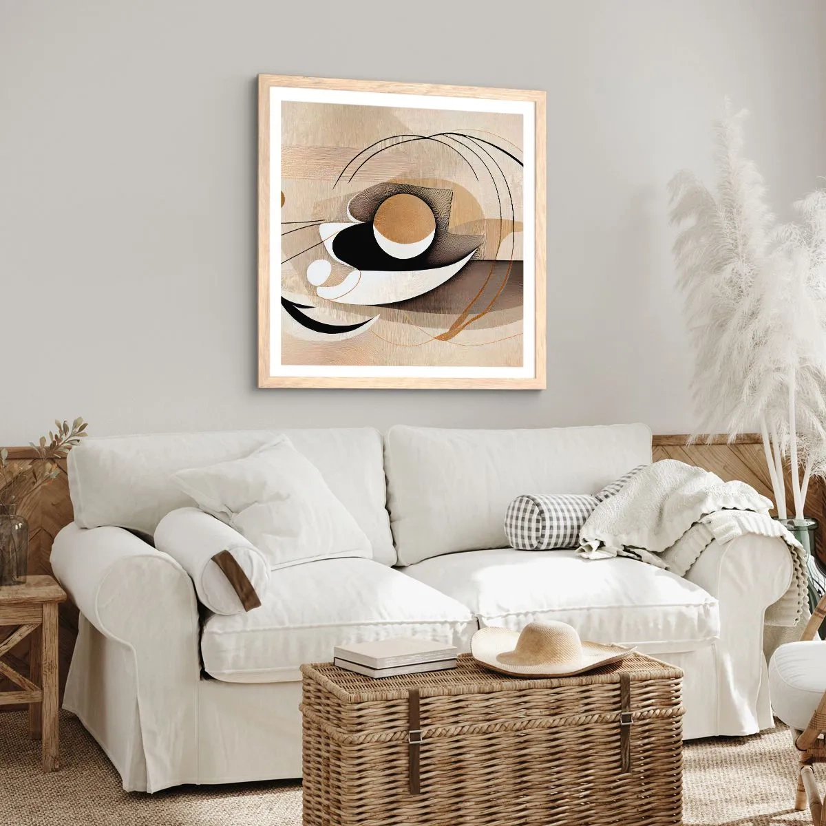 Affiche dans un chêne clair - Poster - Composition : l'essence des choses - 60x60 cm