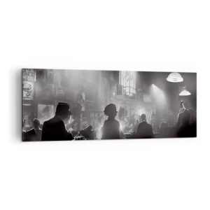 Impression sur toile - Image sur toile - Scène de boîte de nuit de jazz en noir et blanc - 140x50cm - Dans une ambiance jazz - Décoration murale moderne pour le salon et la chambre ARTTOR