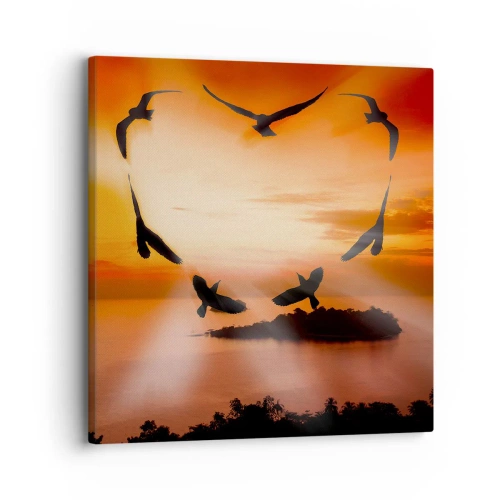 Impression sur toile - Image sur toile - Aimer le monde comme les oiseaux - 30x30 cm