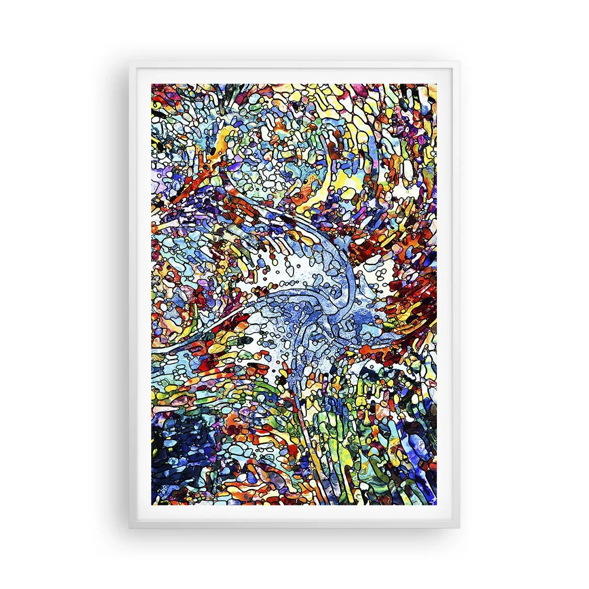 Affiche dans un cadre blanc - Poster - Goutte de vitrail - 70x100 cm