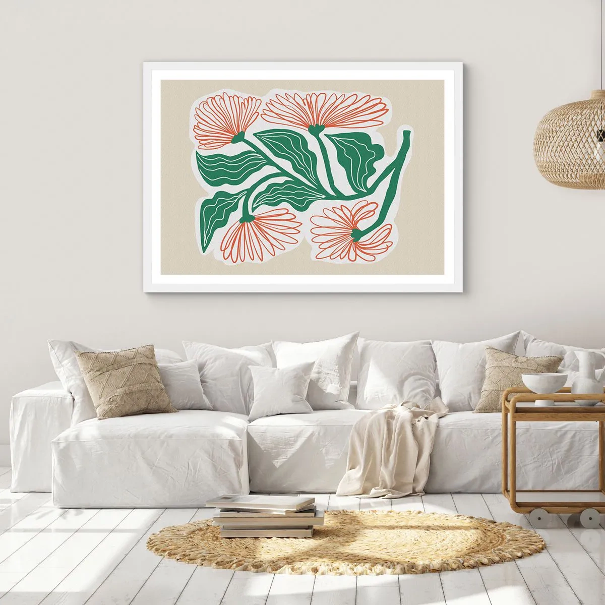 Affiche dans un cadre blanc - Poster - Folk et moderne - 50x40 cm