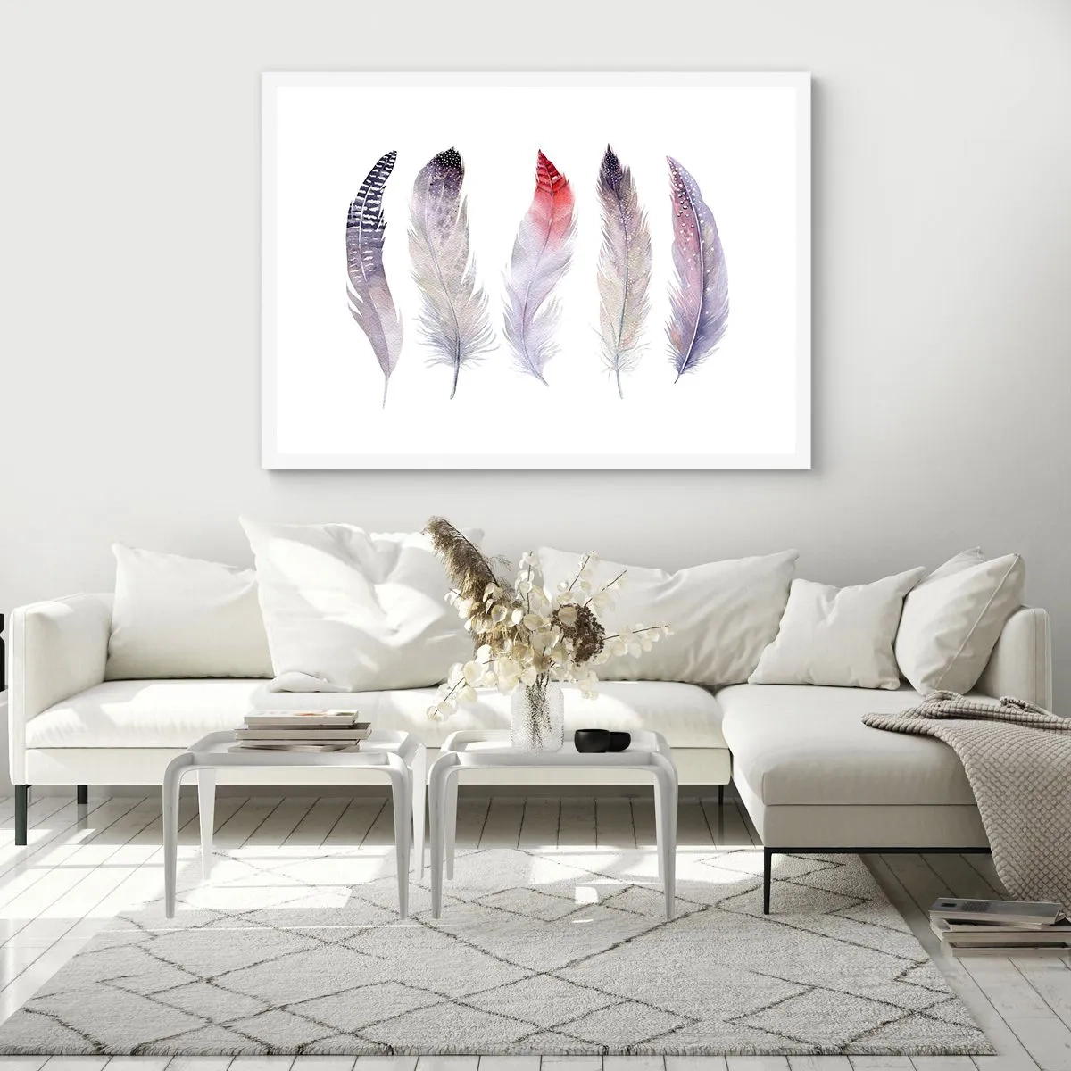 Affiche dans un cadre blanc - Poster - Délicat comme un brouillard multicolore - 91x61 cm