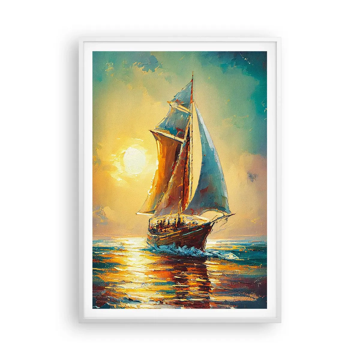 Affiche dans un cadre blanc - Poster - Toutes voiles dehors - 70x100 cm
