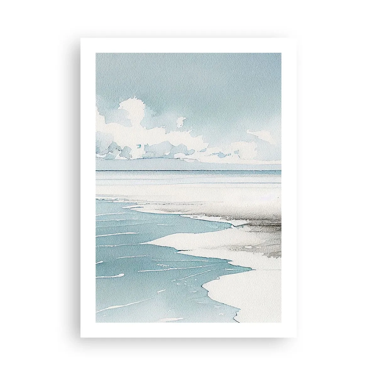 Affiche - Poster - Paysage de bord de mer à l'aquarelle dans des tons pastel - 50x70cm - Marée douce - Décoration murale moderne pour le salon et la chambre ARTTOR