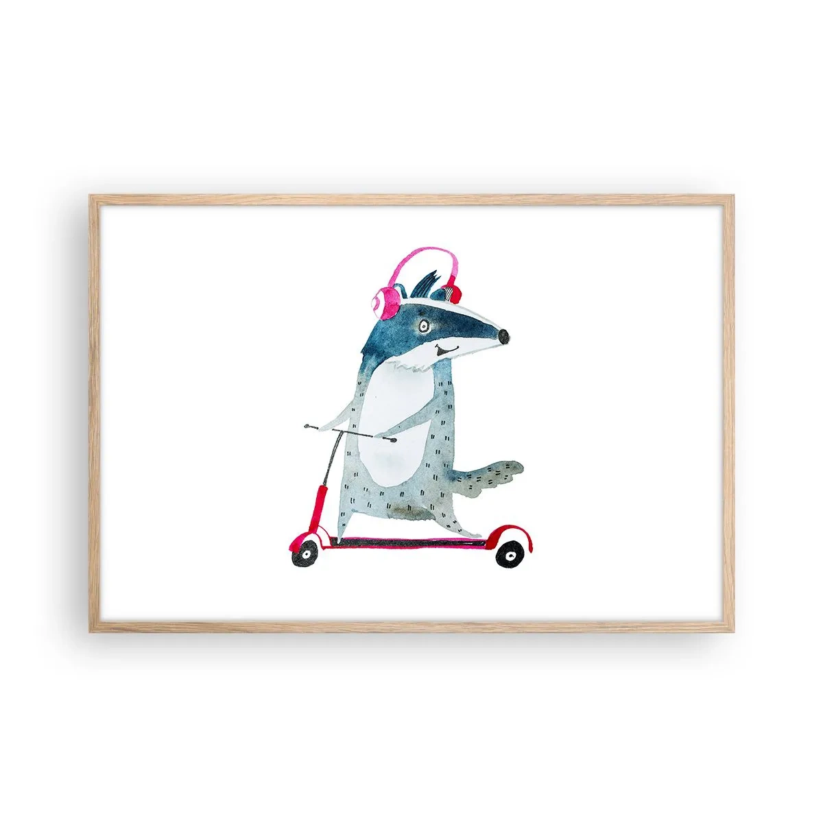 Affiche dans un chêne clair - Poster - La joie du blaireau - 91x61 cm