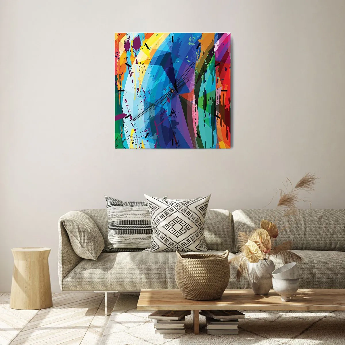 Horloge murale - Pendule murale - Vertiges colorés - 30x30 cm