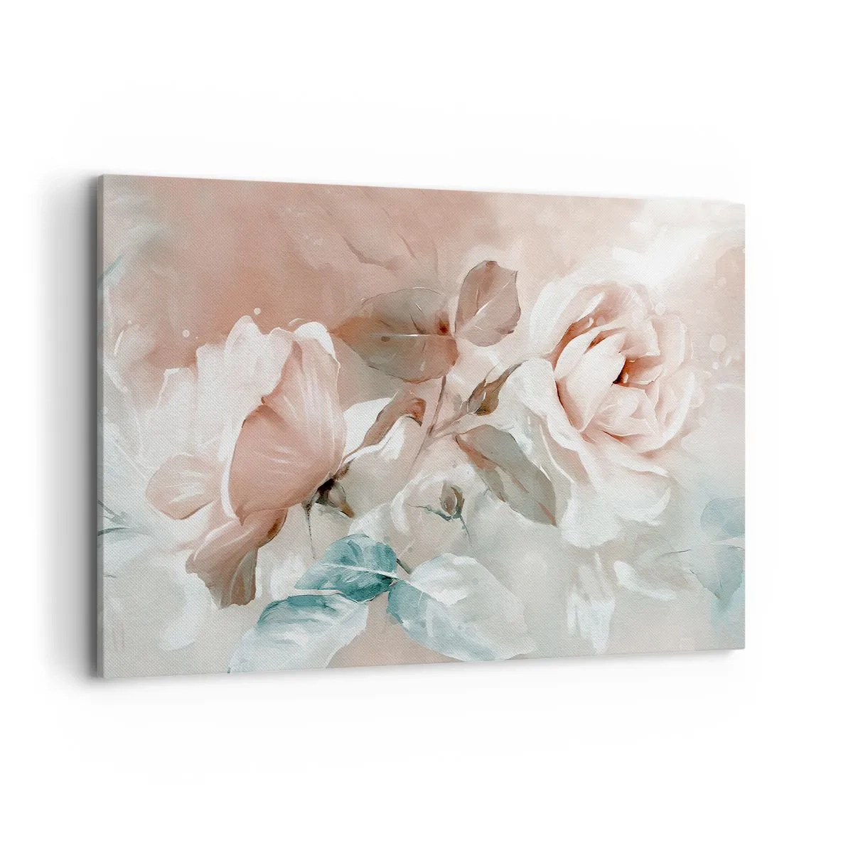 Impression sur toile - Image sur toile - Roses délicates aux tons pastel sur fond clair - 120x80cm - L'esprit du romantisme - Décoration murale moderne pour le salon et la chambre ARTTOR
