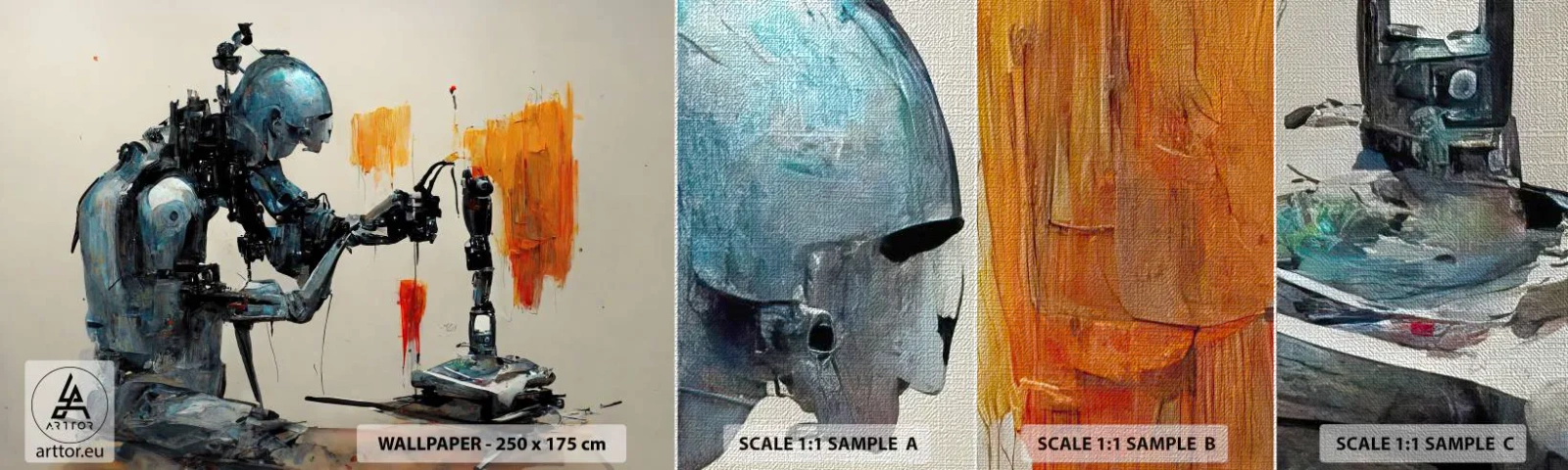 Échantillon de Papier Peint Premium Canvas - Déjà demain… - Artiste, Intelligence artificielle, Robot - 100x30 cm