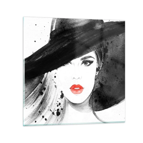Impression sur verre - Image sur verre - Dame en noir - 40x40 cm